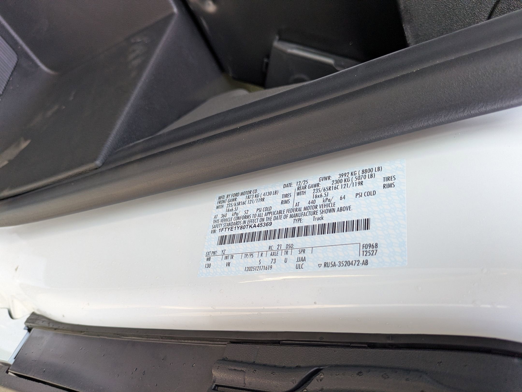 2026 Ford Transit Cargo Van T-150 130" Low Rf 8800 GVWR RWD