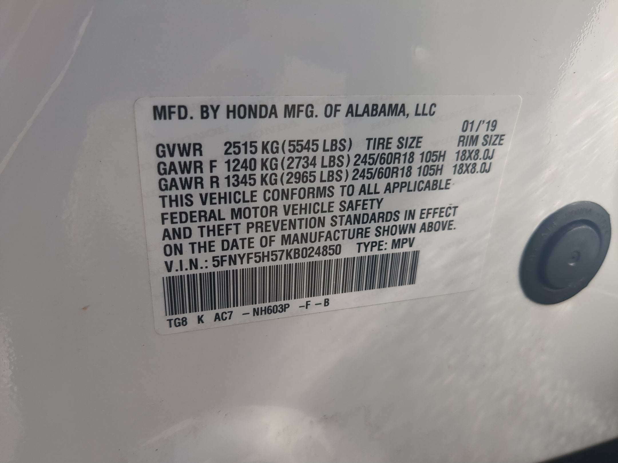 2019 Honda Pilot EX-L